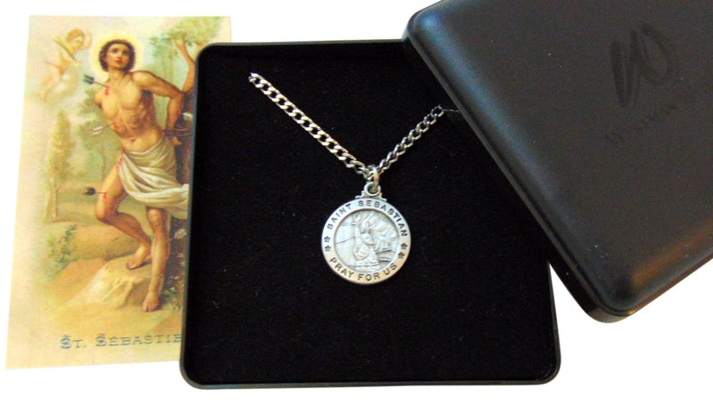 Westman Works Saint Sebastian Pewter Medal Gift Boxed Set with Holy Card Made in The USA - Image 3